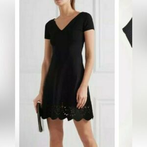 RED Valentino Black Mini Dress with Scalloped Hem